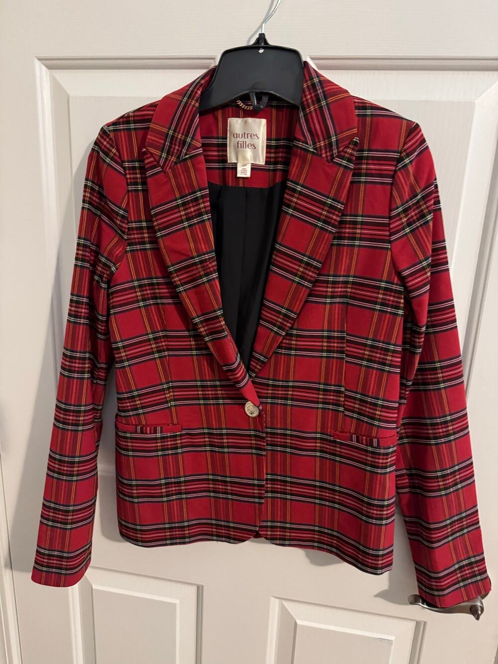 Autres Filles New Red Tartan Plaid Blazer Clueless Retro Preppy Academic Small